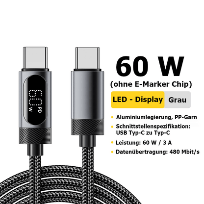 100 W High-Speed USB Typ-C Ladekabel mit Echtzeit-Leistungsanzeige