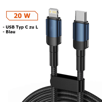 Schnellladekabel mit Smart-Chip & robustem Geflecht