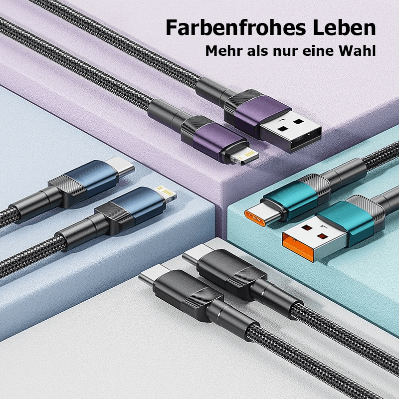 Schnellladekabel mit Smart-Chip & robustem Geflecht