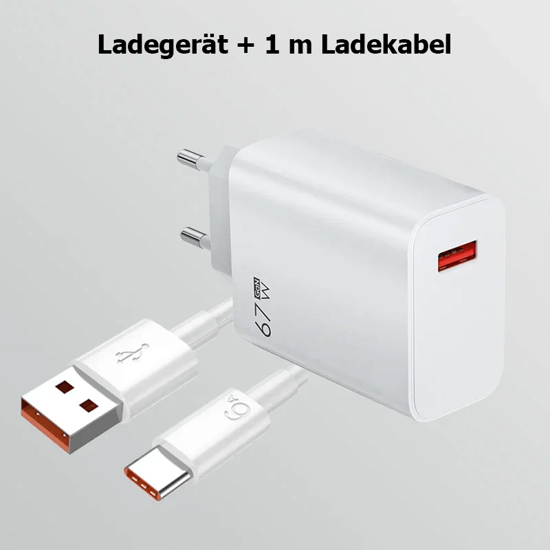 67W Turbo USB-Ladegerät mit Typ-C-Kabel