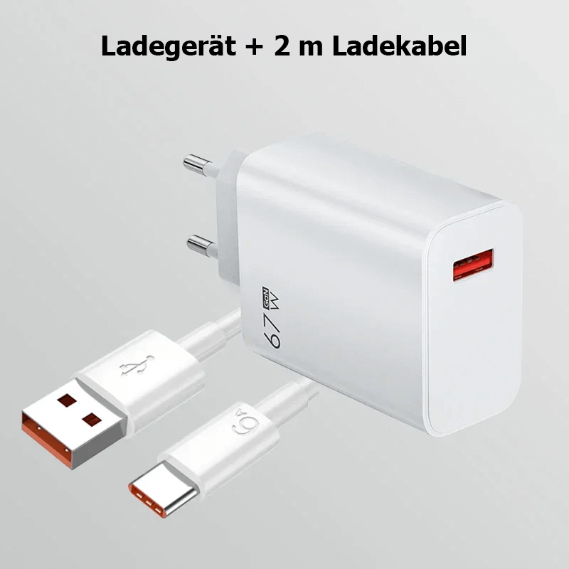 67W Turbo USB-Ladegerät mit Typ-C-Kabel