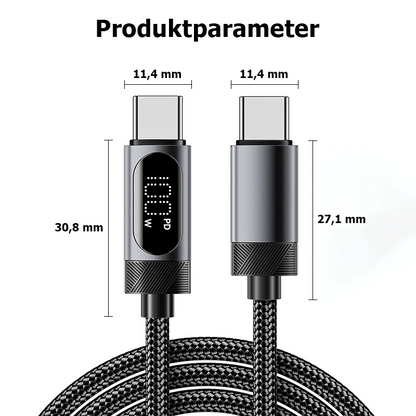 100 W High-Speed USB Typ-C Ladekabel mit Echtzeit-Leistungsanzeige