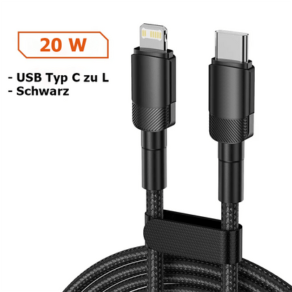 Schnellladekabel mit Smart-Chip & robustem Geflecht