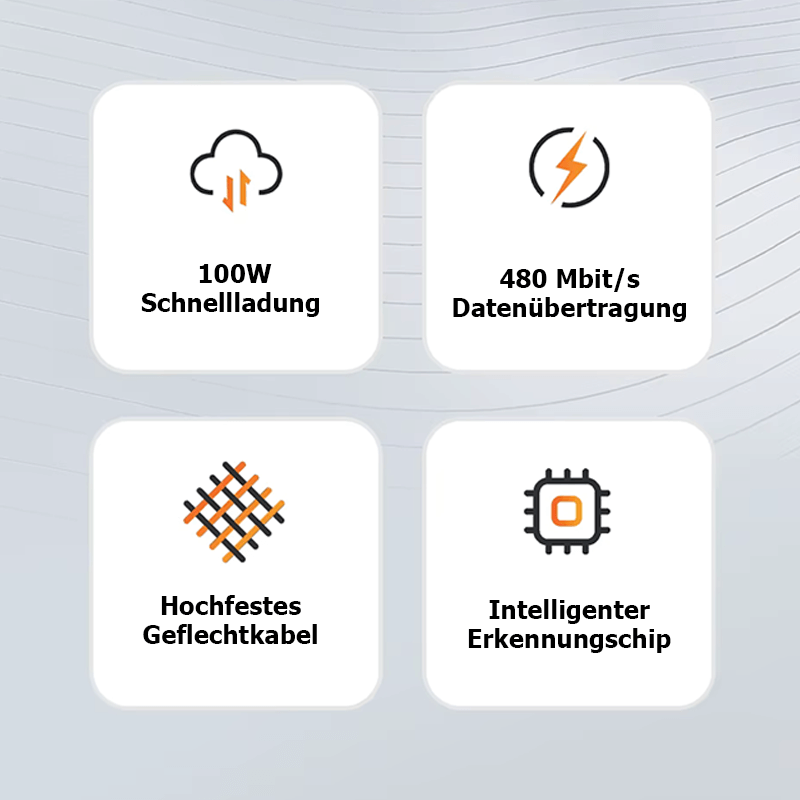 Schnellladekabel mit Smart-Chip & robustem Geflecht