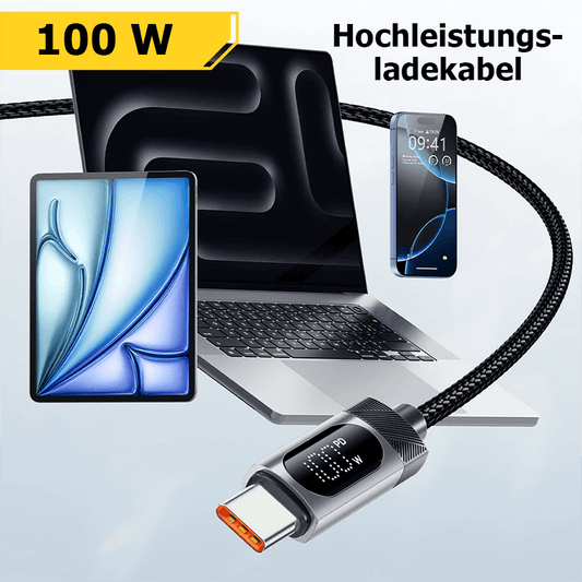 100 W High-Speed USB Typ-C Ladekabel mit Echtzeit-Leistungsanzeige