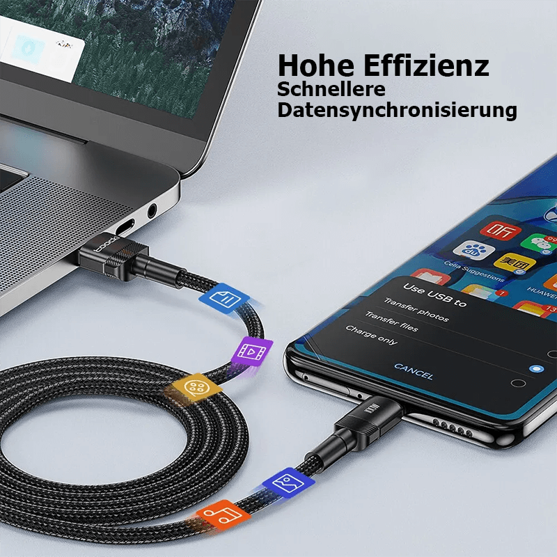 Schnellladekabel mit Smart-Chip & robustem Geflecht