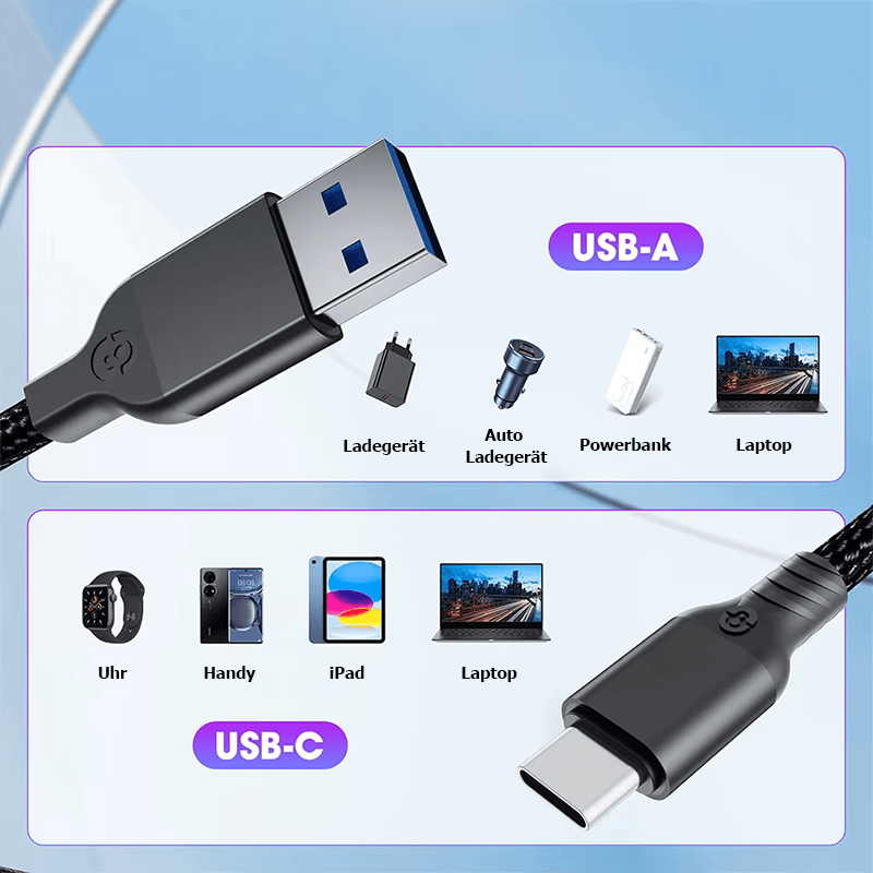 USB 3.2 Gen2 Ladekabel mit 10 Gbit/s & 60W Schnellladung